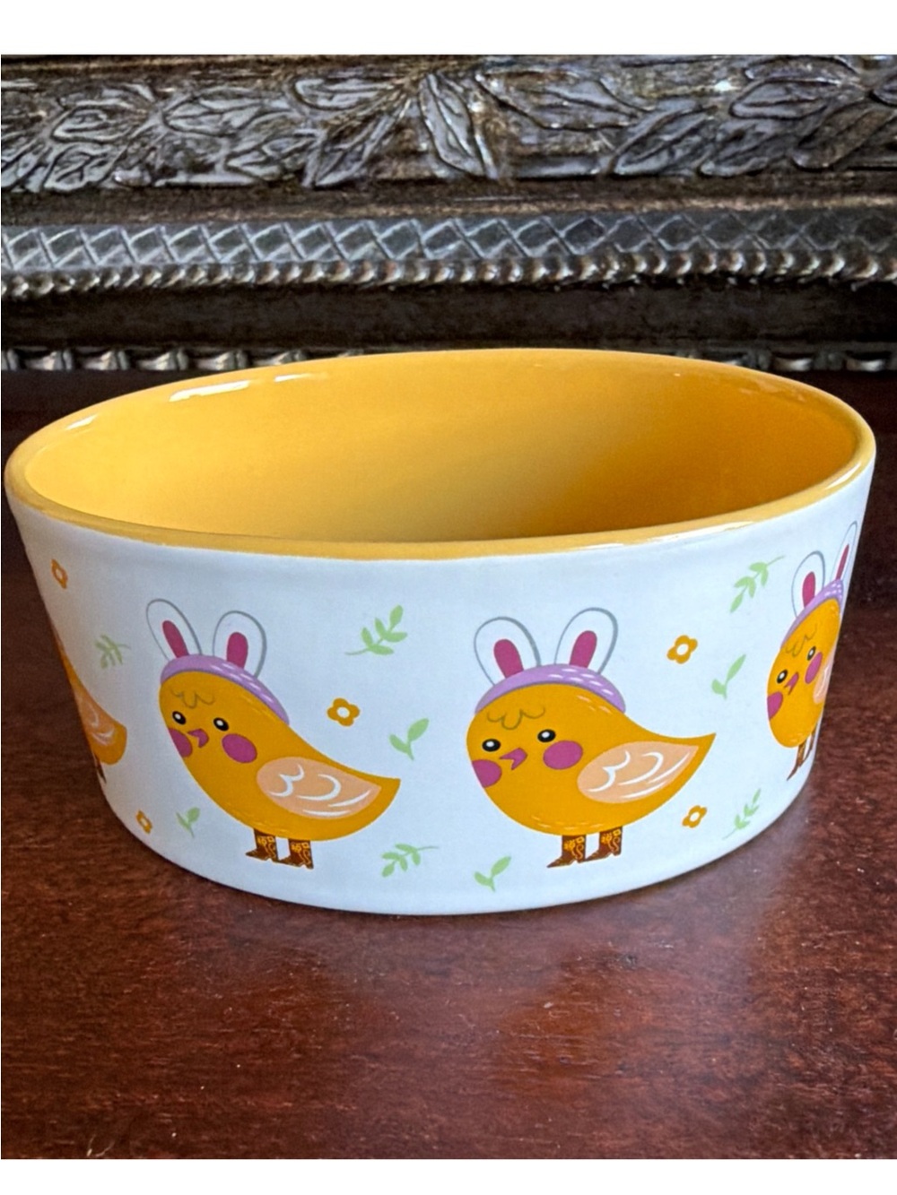 Destination Holiday Chick Ramekin Ceramic Easter Bowl Pet Dog Cat Dish Yellow